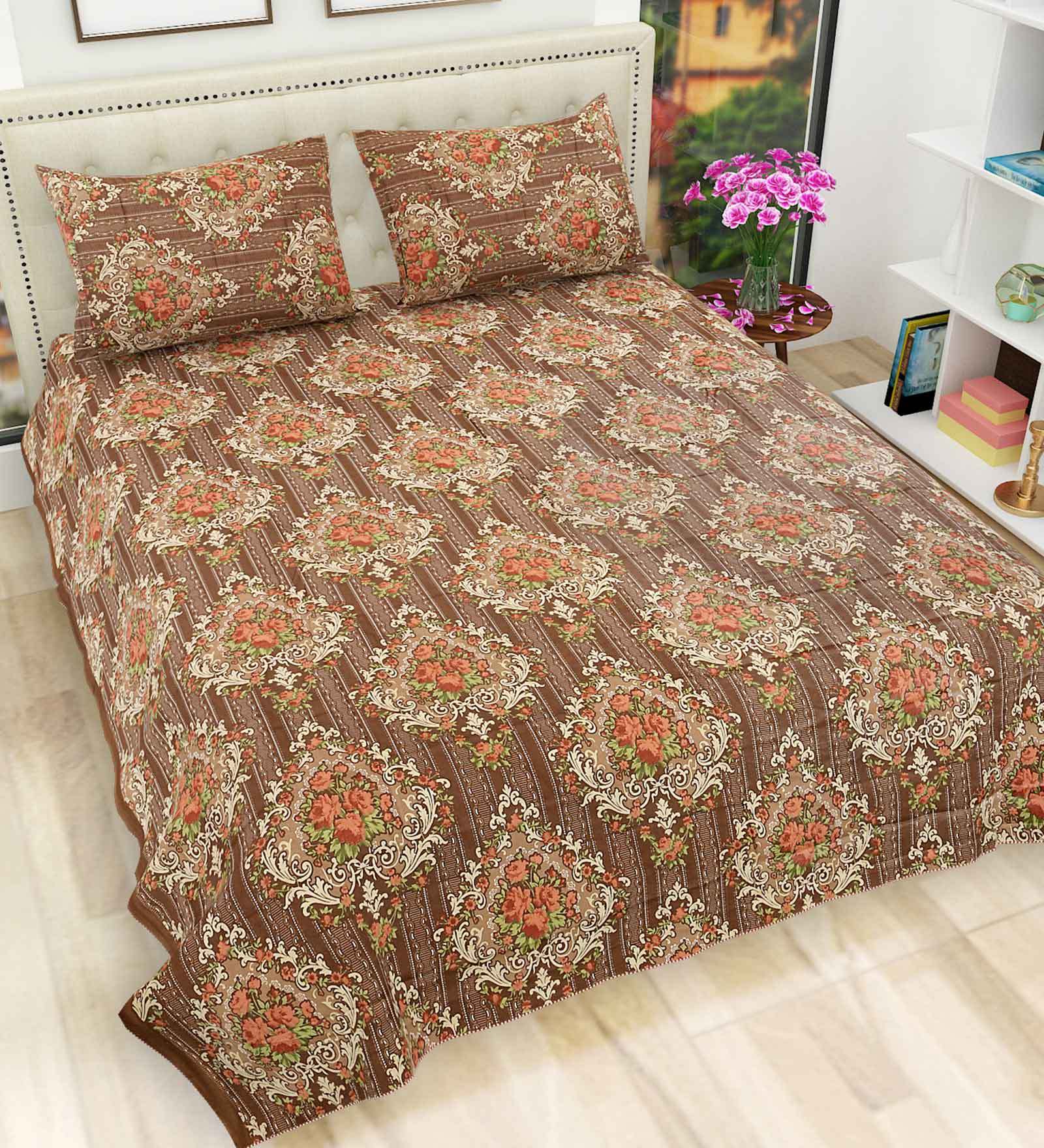 Buy 100 Cotton 200TC Double Bedsheet With 2 Pillow Covers At 39 OFF