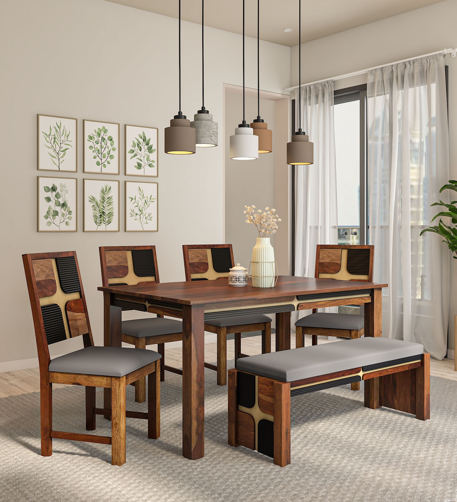 Buy Alamo Sheesham Wood Seater Dining Set In Scratch Resistant