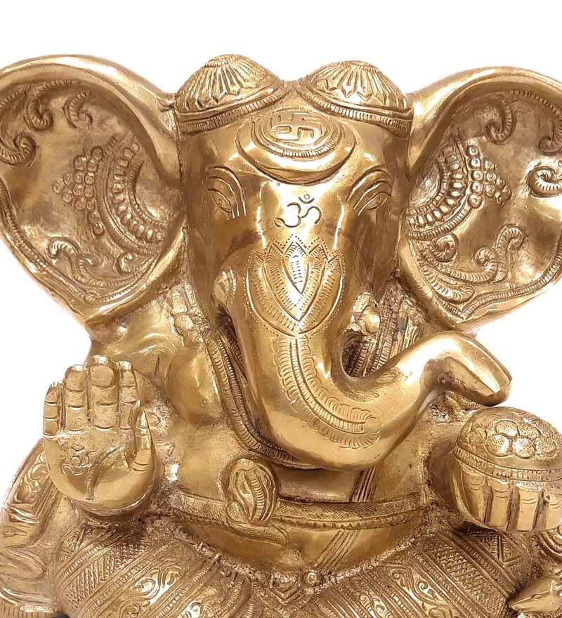 Buy Antique Brass Appu Carved Ganesha By Nirmitee Online Ganesha