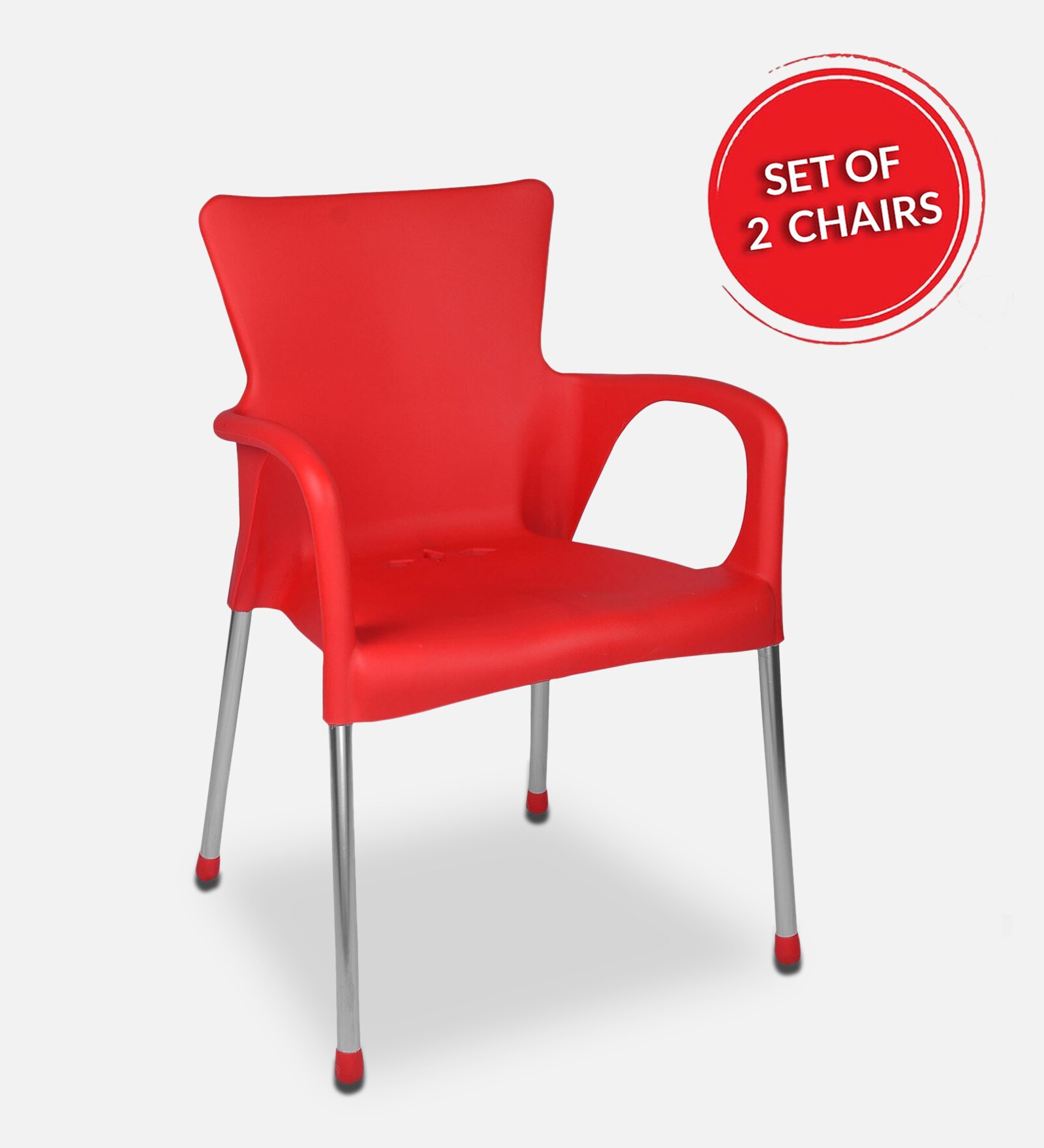 Buy Atlantis Plastic Chair In Red Colour Set Of 2 At 13 OFF By