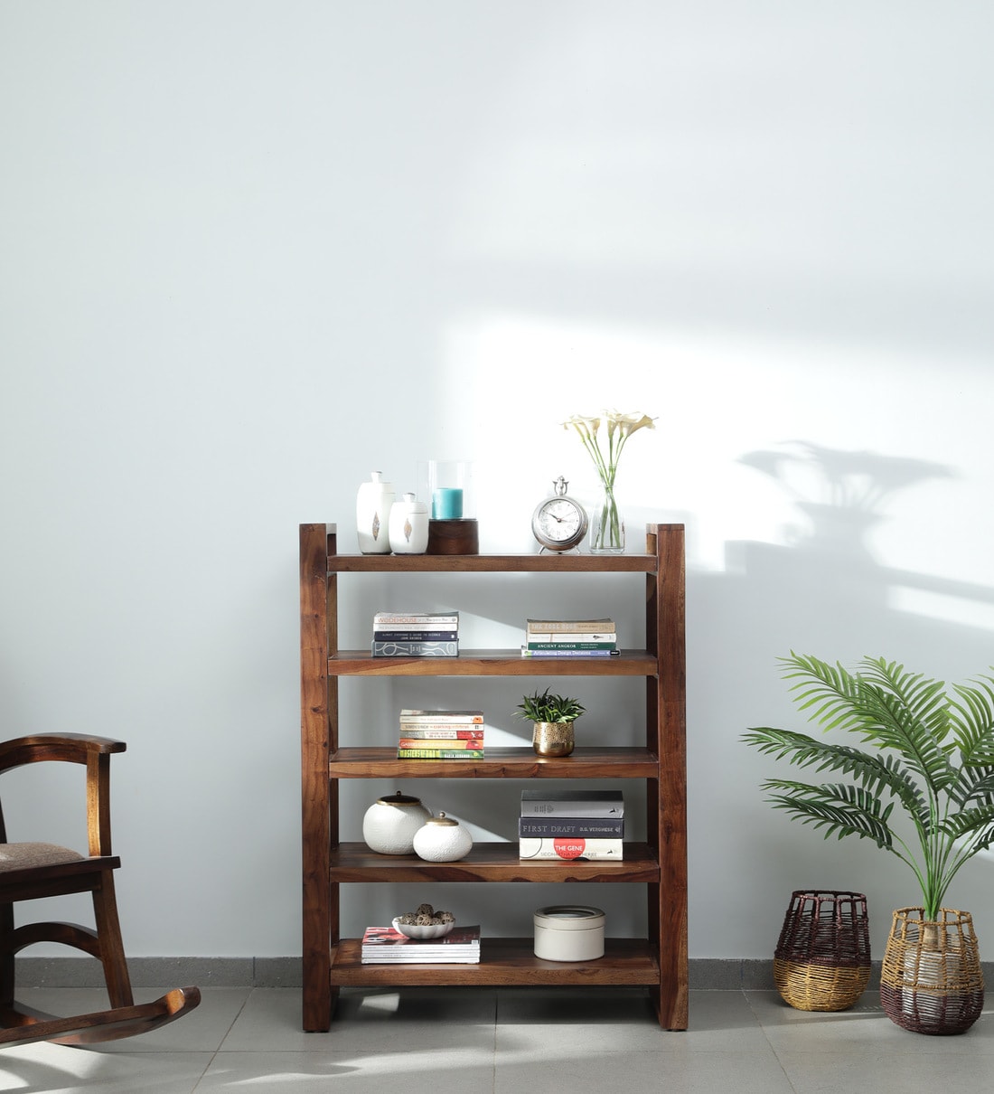 Buy Avian Sheesham Wood Book Shelf In Provincial Teak Finish At Off