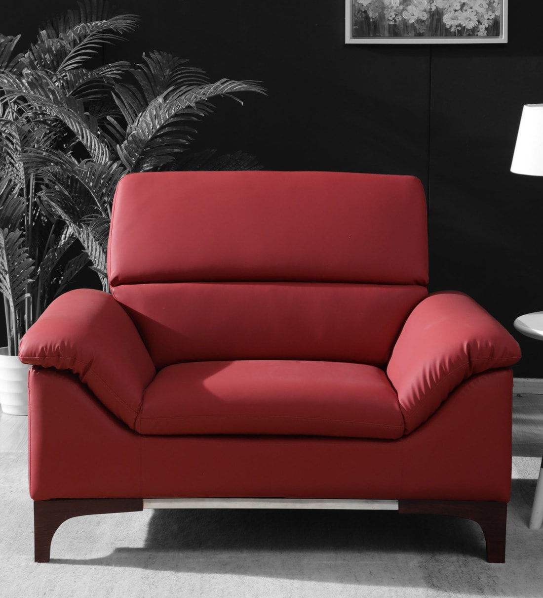 Buy Bario Leatherette 1 Seater Sofa In Cranberry Colour At 38 OFF By