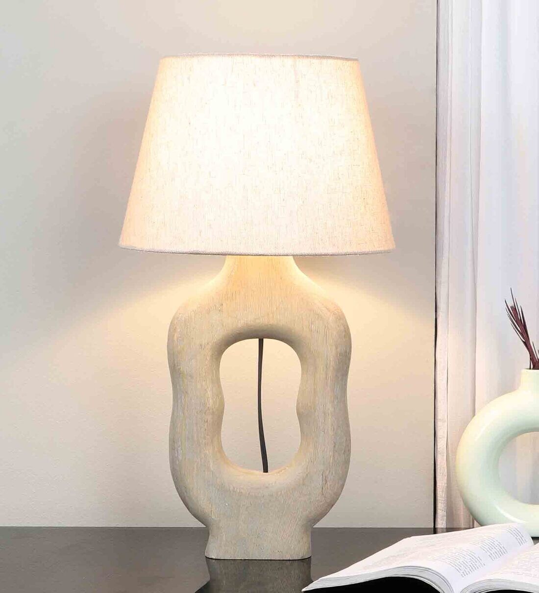 Buy Beige Jute Shade Table Lamp With Mango Wood Base At 12 OFF By Tu