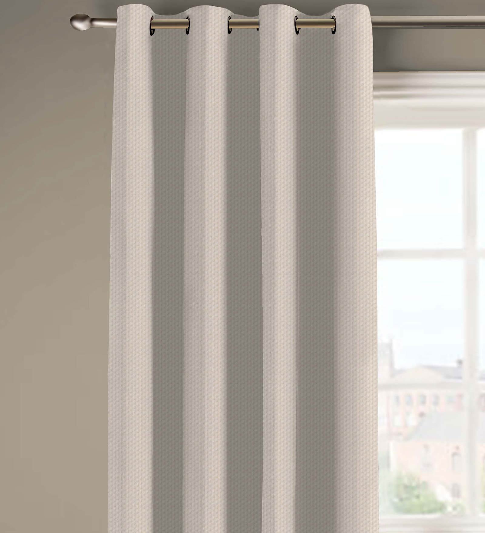 Buy Santiago Beige Semisheer Polyester Feet Eyelet Window Curtain By