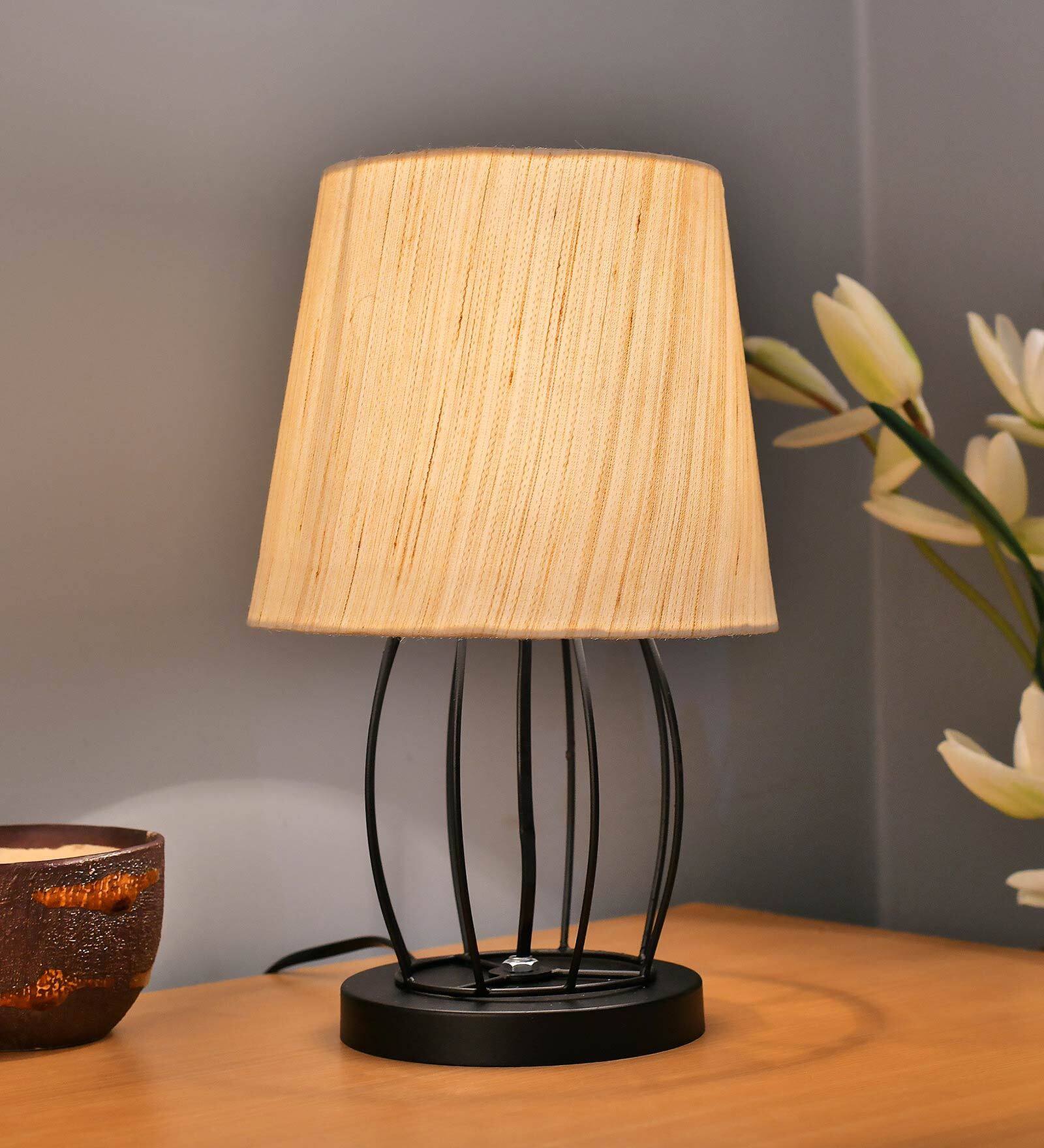 Buy Beige Shade Table Lamp With Metal Base By Homesake At 57 OFF By