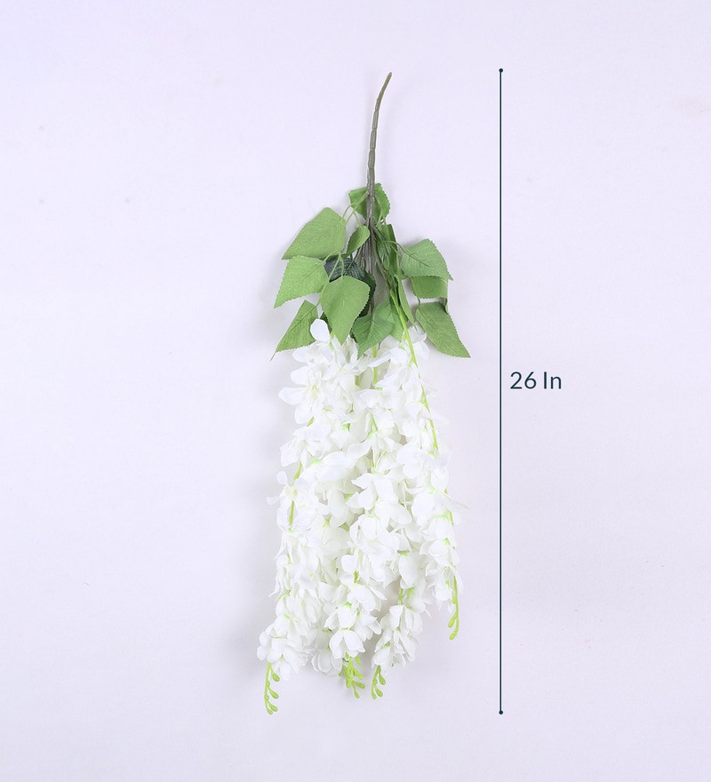 Buy White Beautiful Artificial Hanging Fabric Orchid Flower Set Of