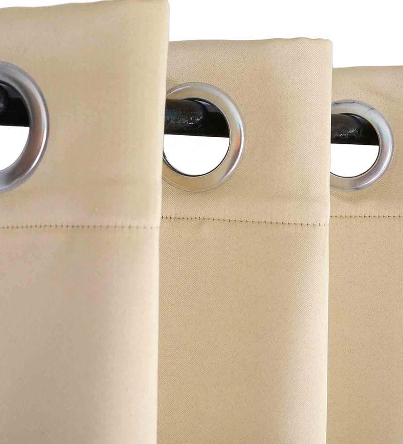 Buy Beige Solid Polyester Ft Blackout Eyelet Window Curtain By The