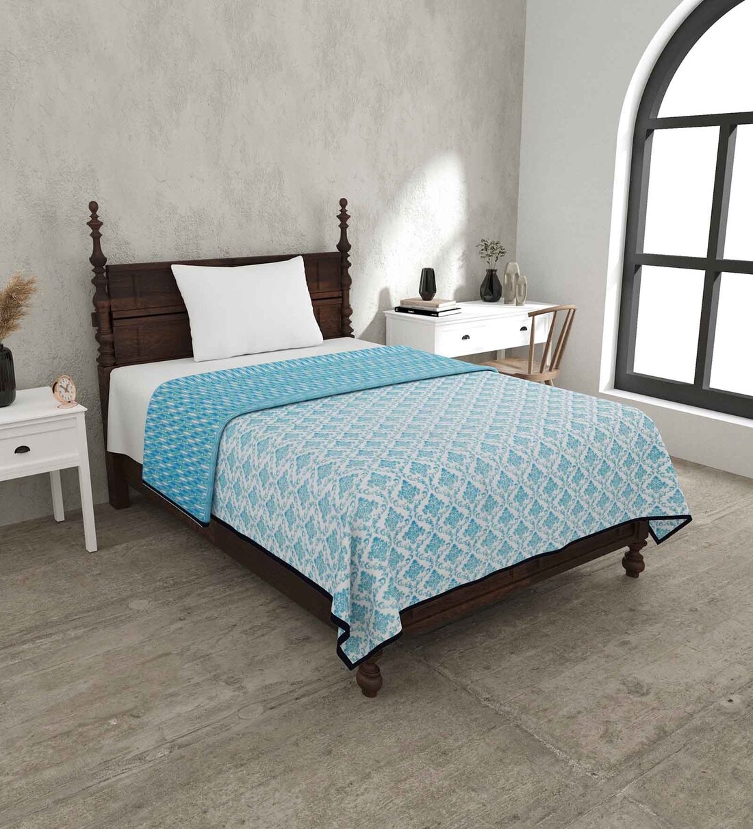 Buy Teal Cotton Traditional 220 GSM Double Bed Dohar At 75 OFF By