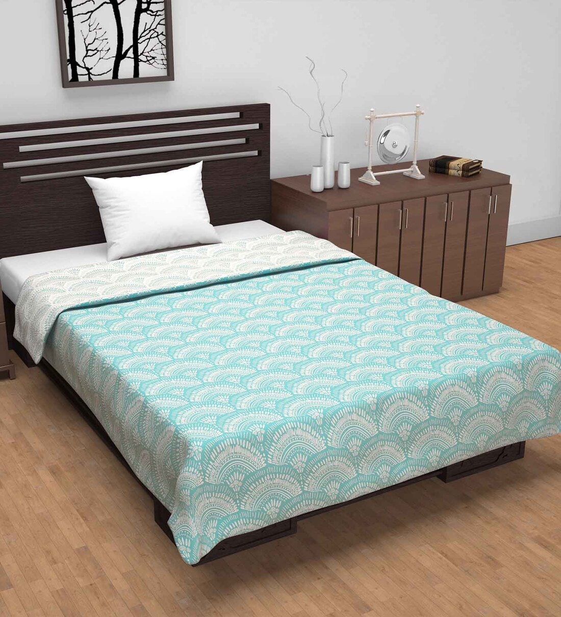 Buy Blue Polyester Patterned Gsm Single Bed Dohar At Off By