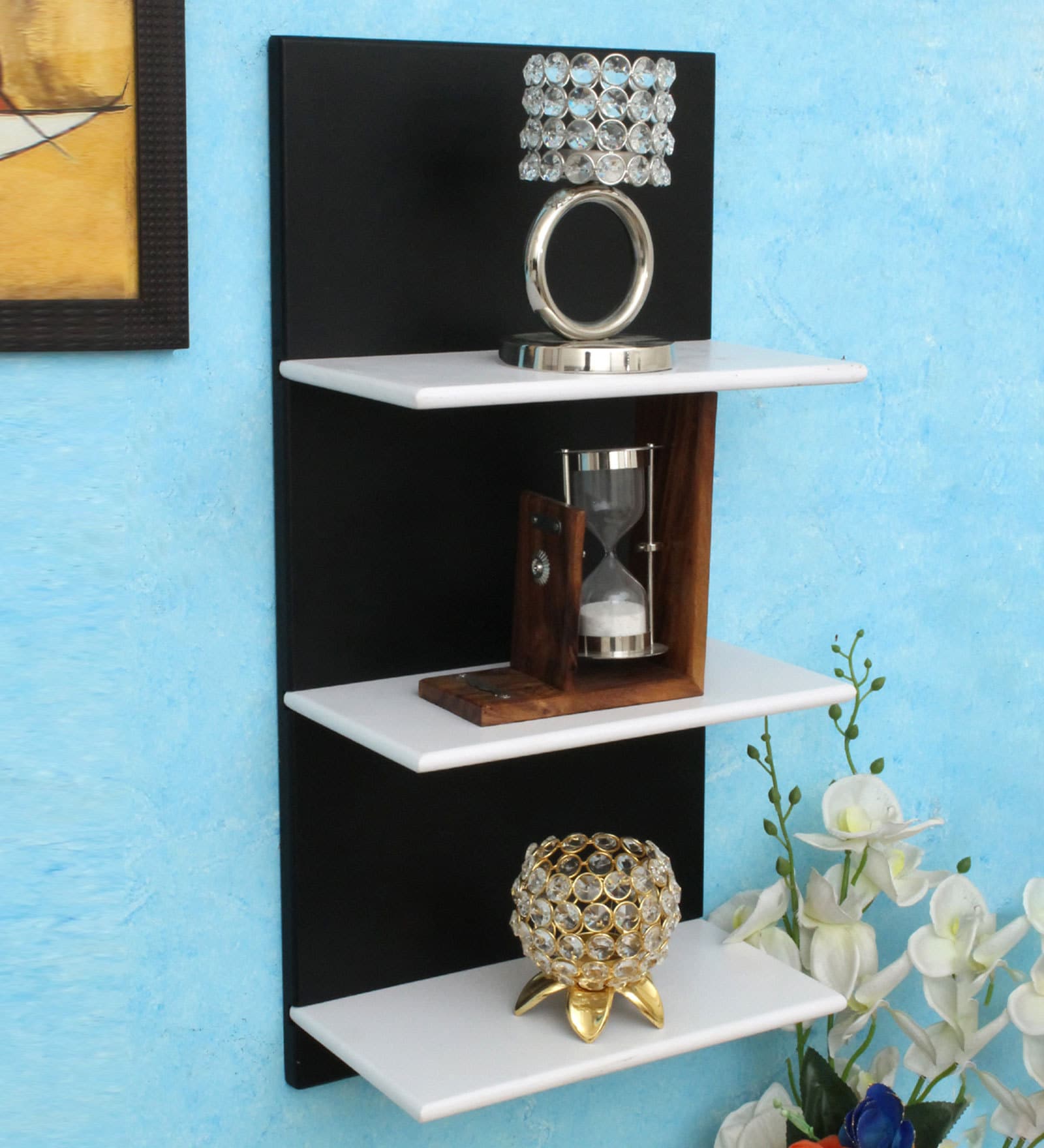 Buy Engineered Wood Floating Wall Shelf In Black Colour By Home Sparkle