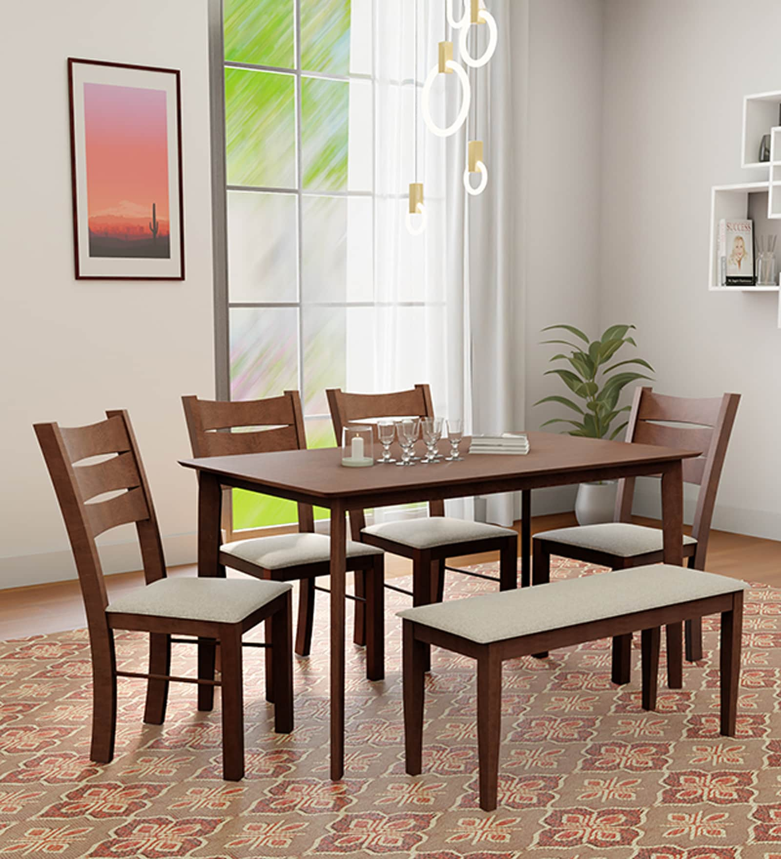 Buy Bluebell Solid Wood Seater Dining Set In Rt Medium Brown Finish