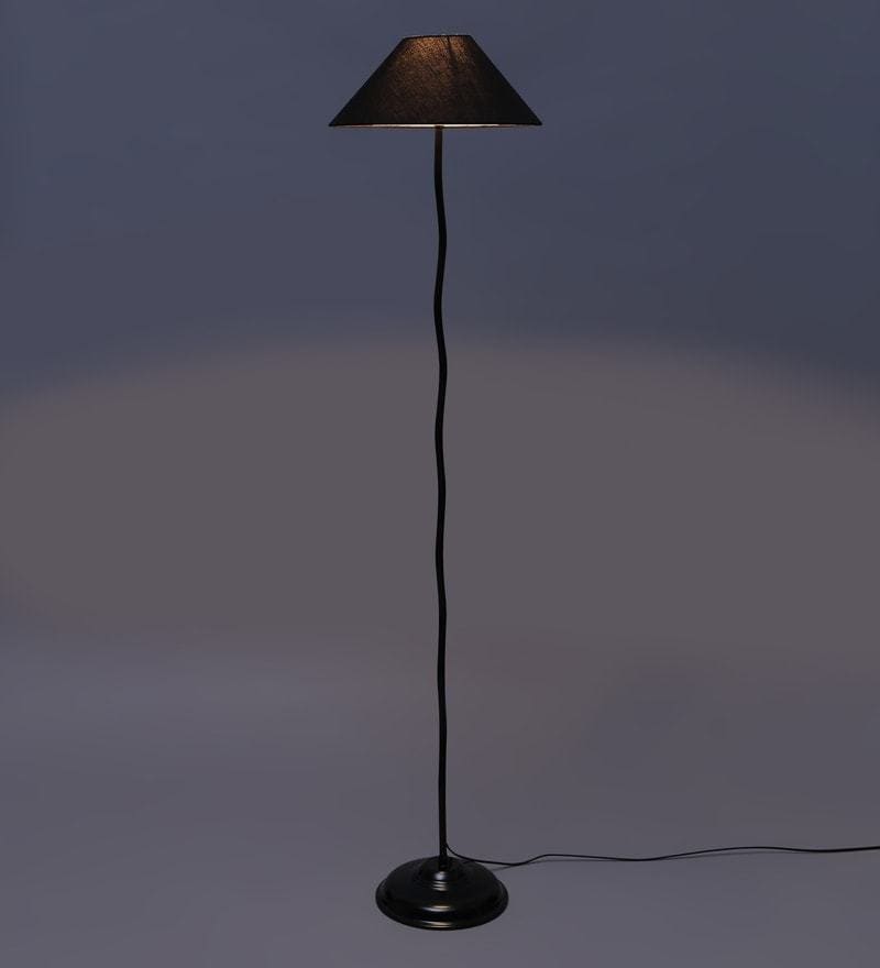 Buy Black Fabric Shade Floor Lamp With Black Base By Tu Casa Online