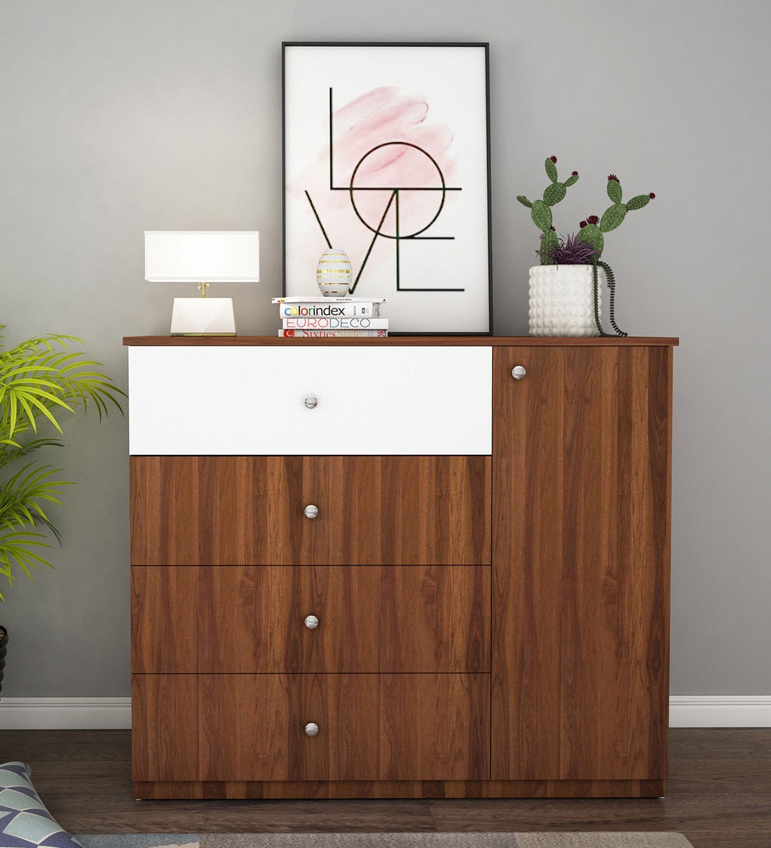 Buy Boaz Chest Of Drawers In Walnut Frosty White Finish At Off By