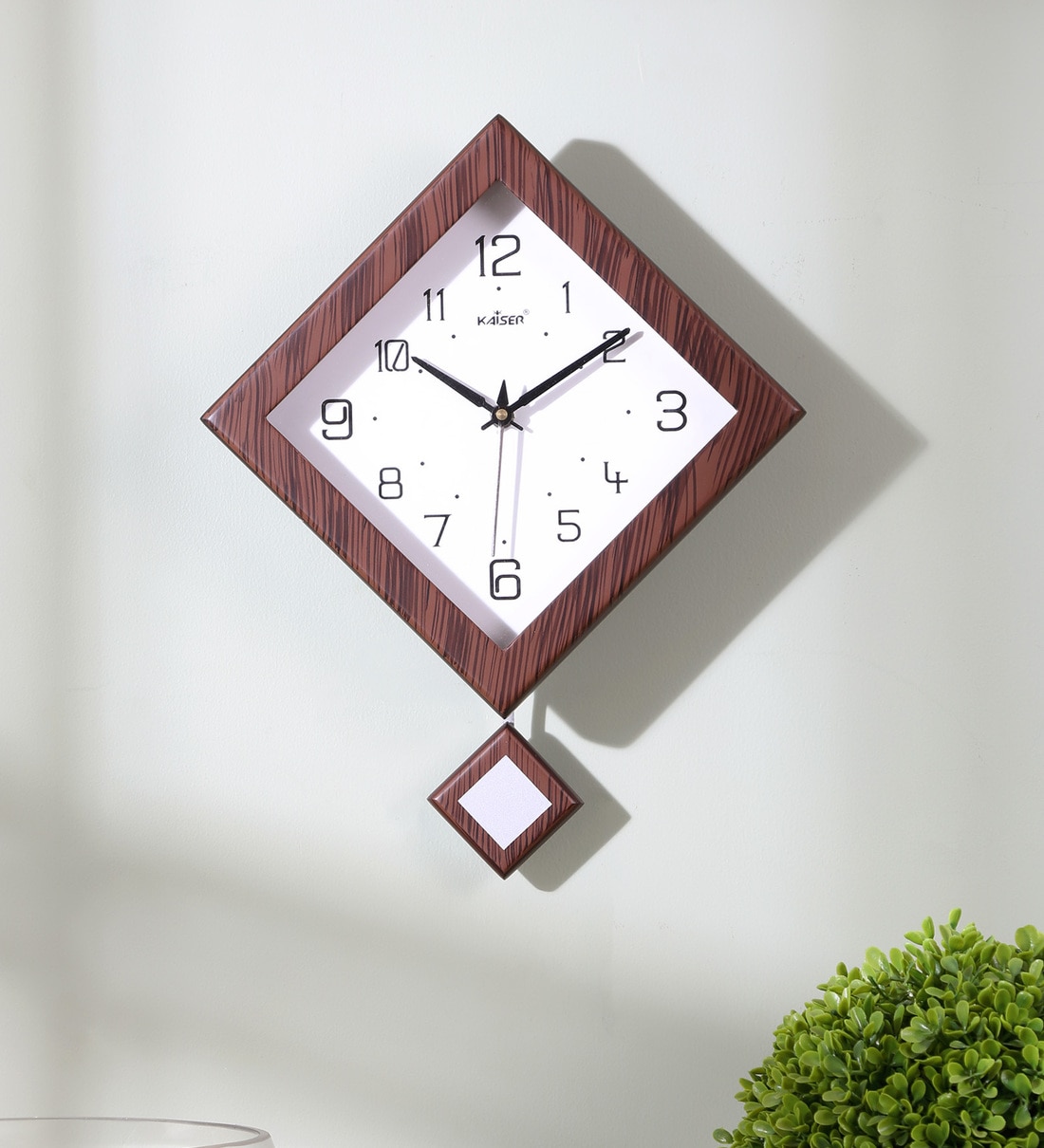 Buy Brown Wooden Abstract Shape Eclectic Wall Clock By Kaiser Online