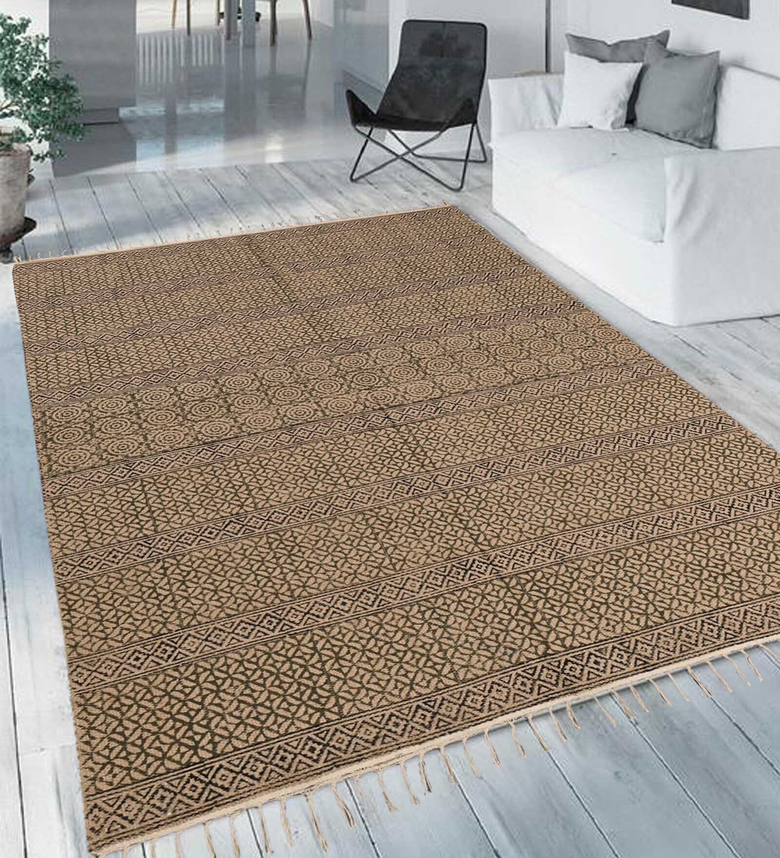 Buy Brown Jute 4 Ft X 6 Ft Hand Woven Dhurrie At 40 OFF By Fusion