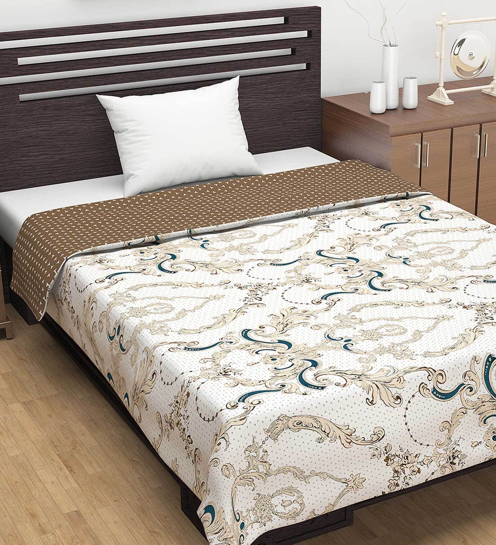 Buy Brown Traditional Polyester Gsm Single Bed Reversible Dohar At