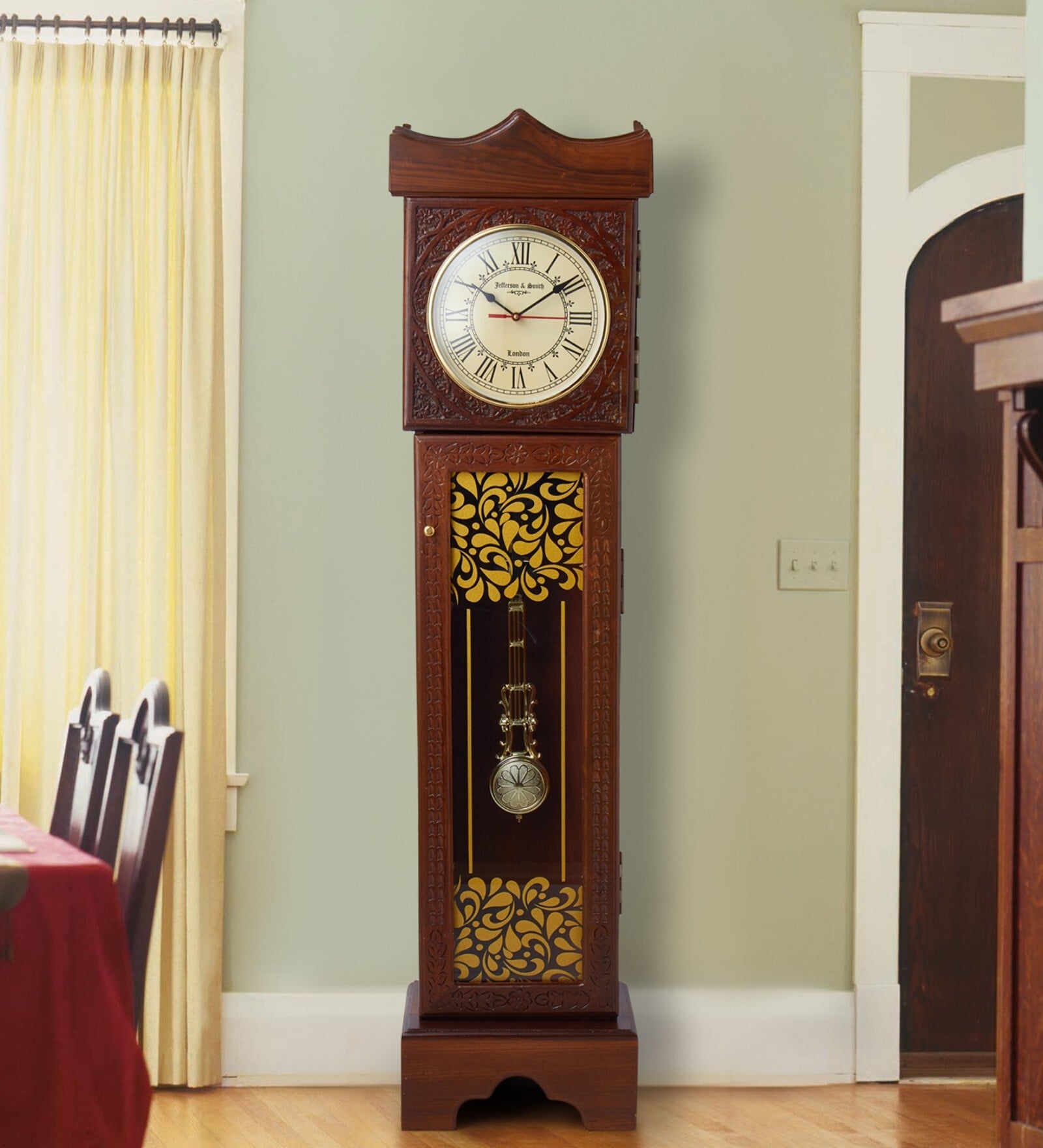 Buy Brown Wood Pendulum Grand Father Clock By Delightful Decor At 7