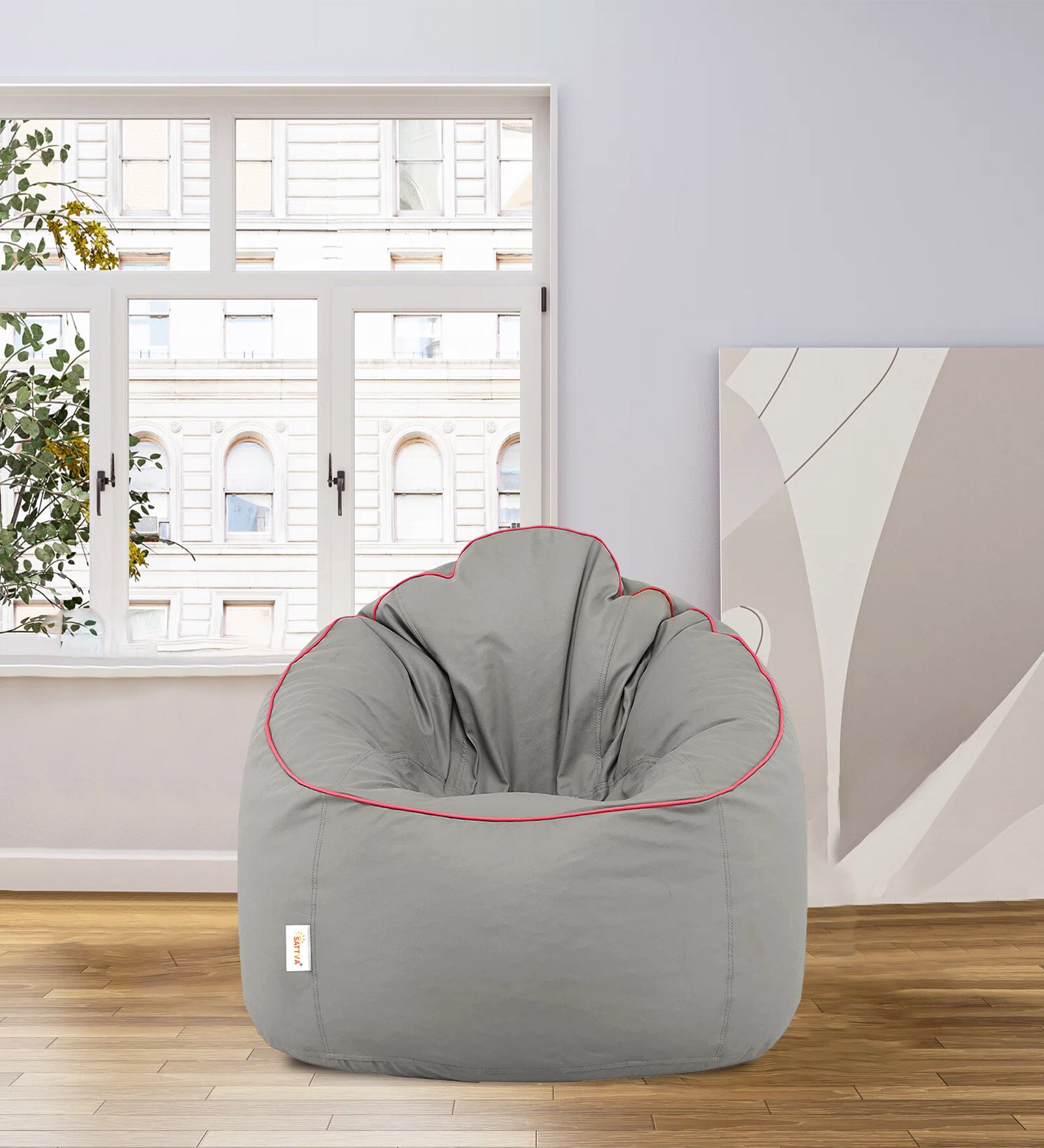 Buy Classic Muddha Xxxl Leatherette Bean Bag With Beans In Grey Colour