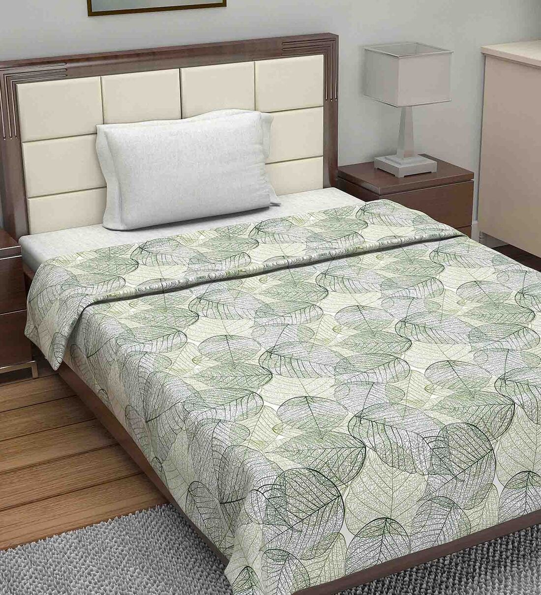 Buy Green Abstract 120 GSM Single Bed Dohar By Divine Casa Online