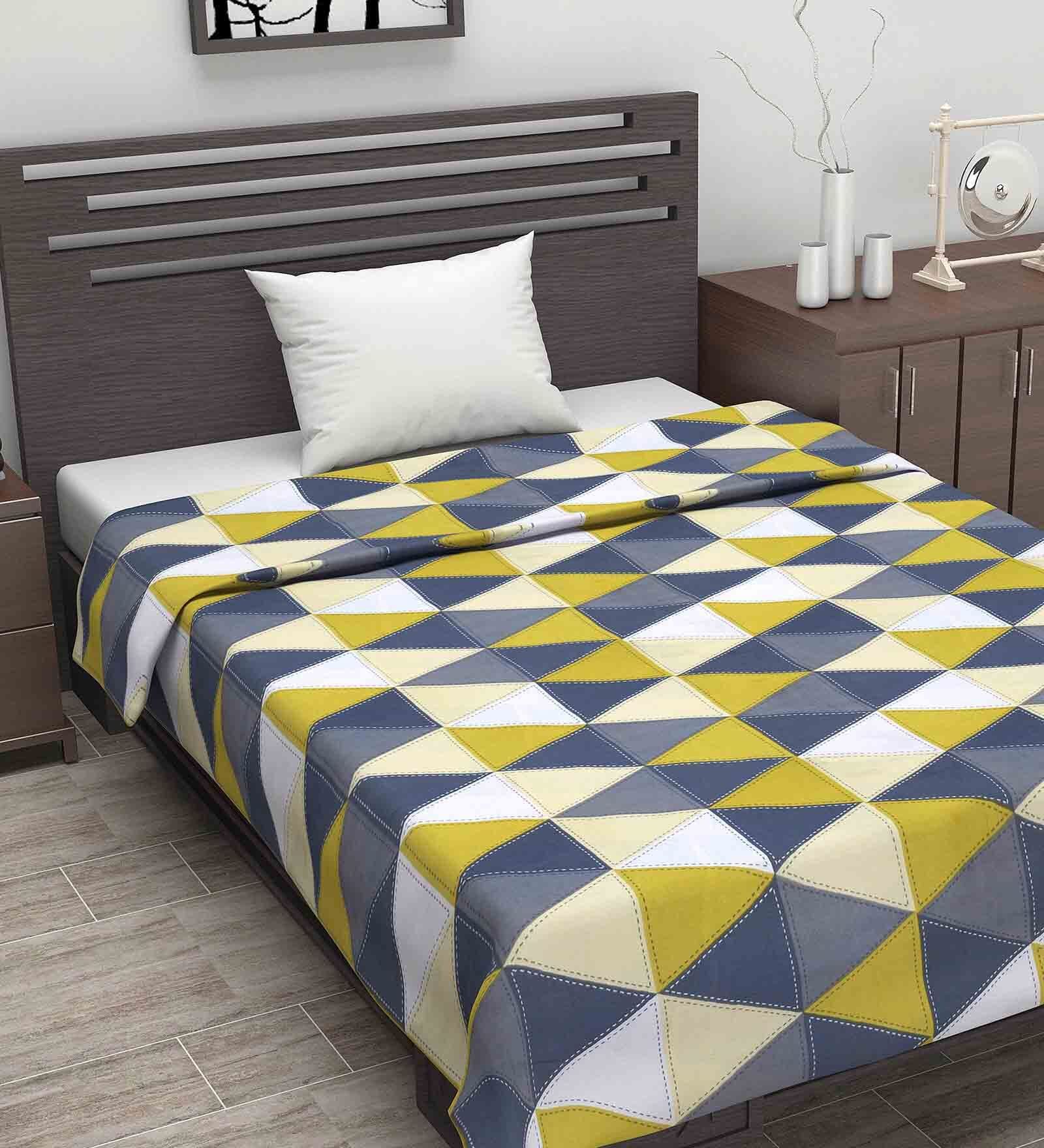 Buy Yellow Geometric 120 GSM Single Bed Dohar At 76 OFF By Divine Casa