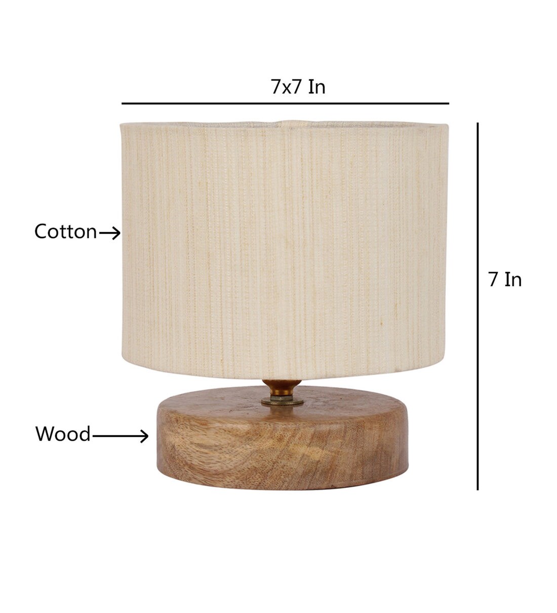 Buy Nigella Off White Cotton Shade Night Lamp With Wood Base By New Era