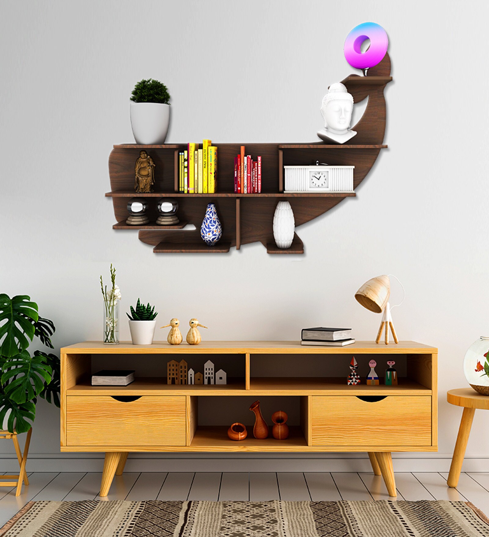 Buy Engineered Wood Wallshelf In Walnut Finish By WallMantra At 40 OFF