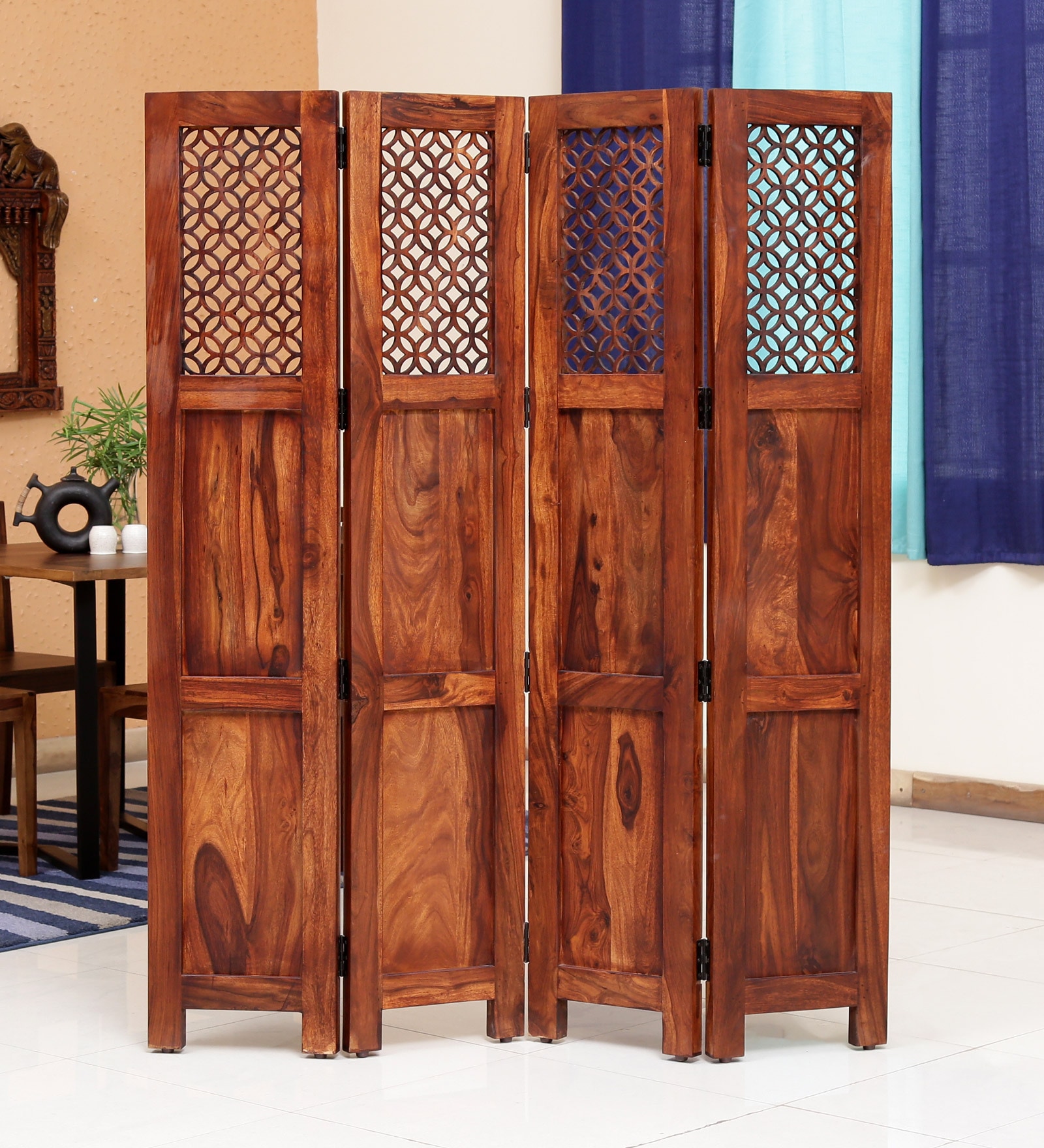 Buy Florito Sheesham Wood Adam Room Divider In Natural Finish At 25