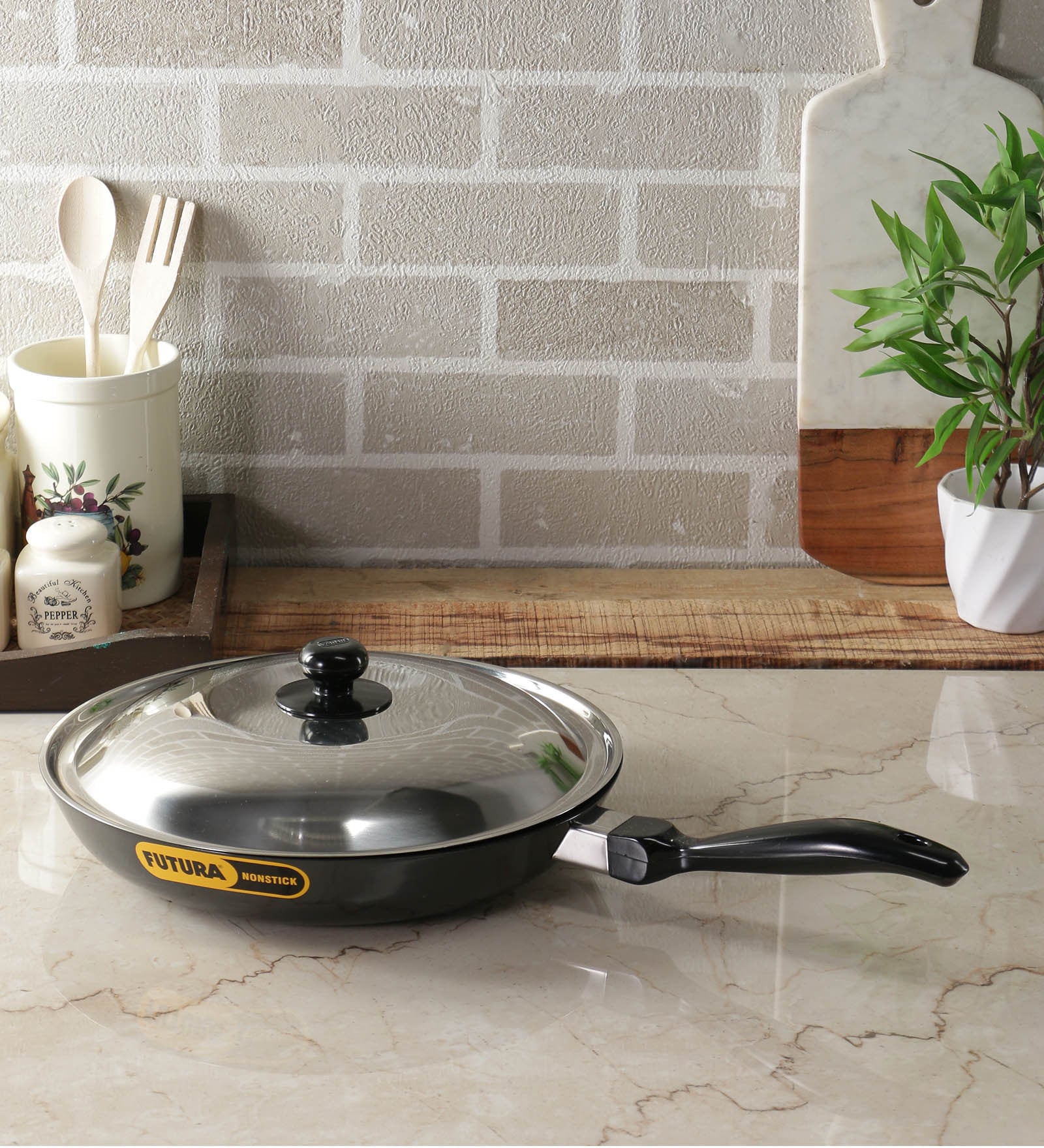 Buy Futura Non Stick Hard Anodized Frying Pan With Steel Lid By Hawkins