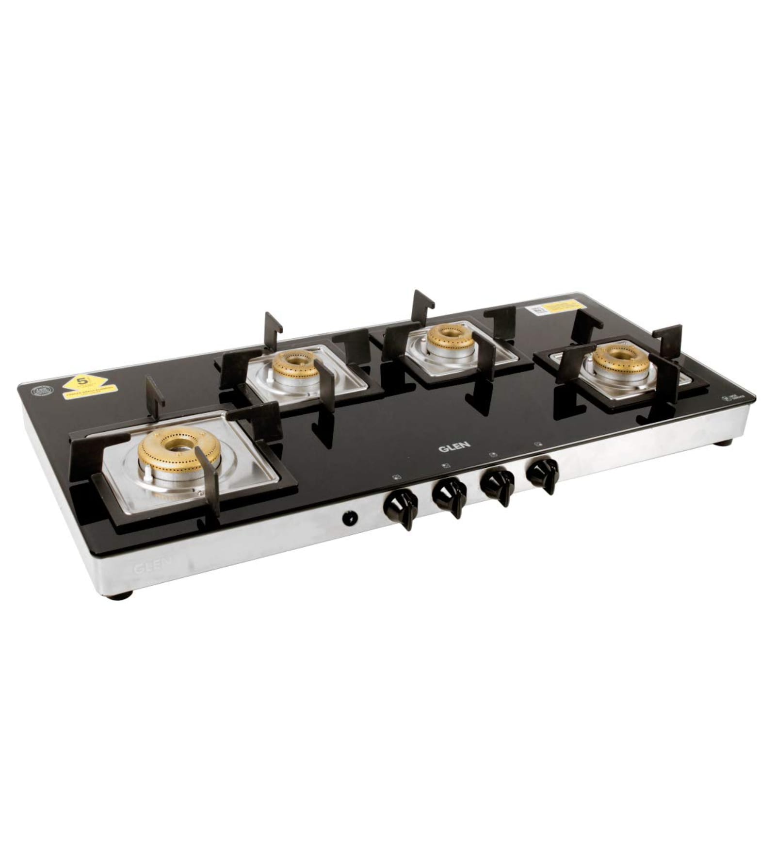 Buy Glen 4 Burner Glass Cooktop 1049 SQ GT With Forged Brass Burners