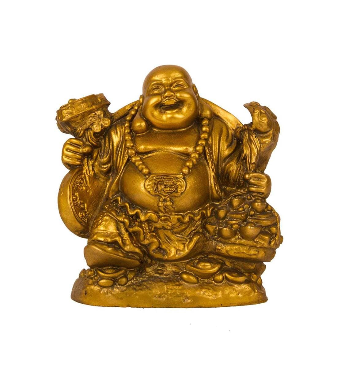 Buy Golden Polyresin 4 7 Inches Laughing Buddha Idol By Tied Ribbons