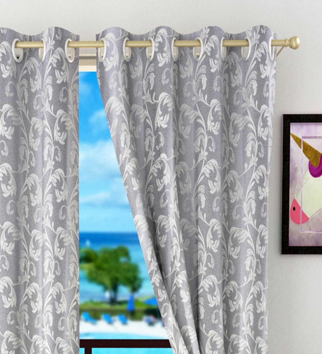 Buy Polyester Semisheer Feet Eyelet Curtain By Skyloom At Off By