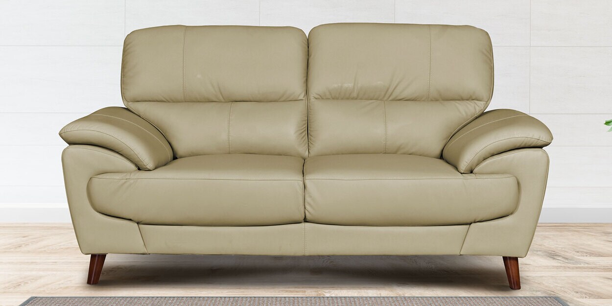 Buy Graceful Leatherette Seater Sofa In Buff Colour In Colour At