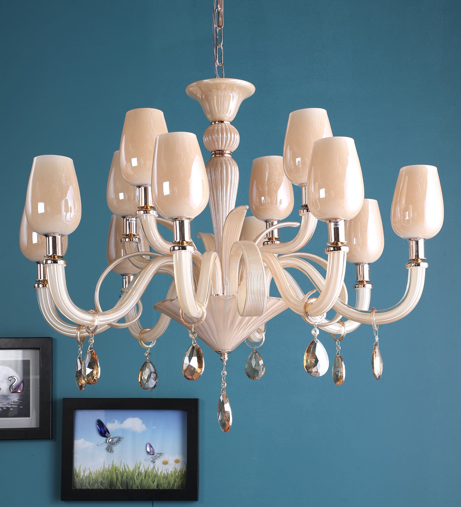 Buy Gracil Beige Crystal Chandelier By Stello At 38 OFF By Stello