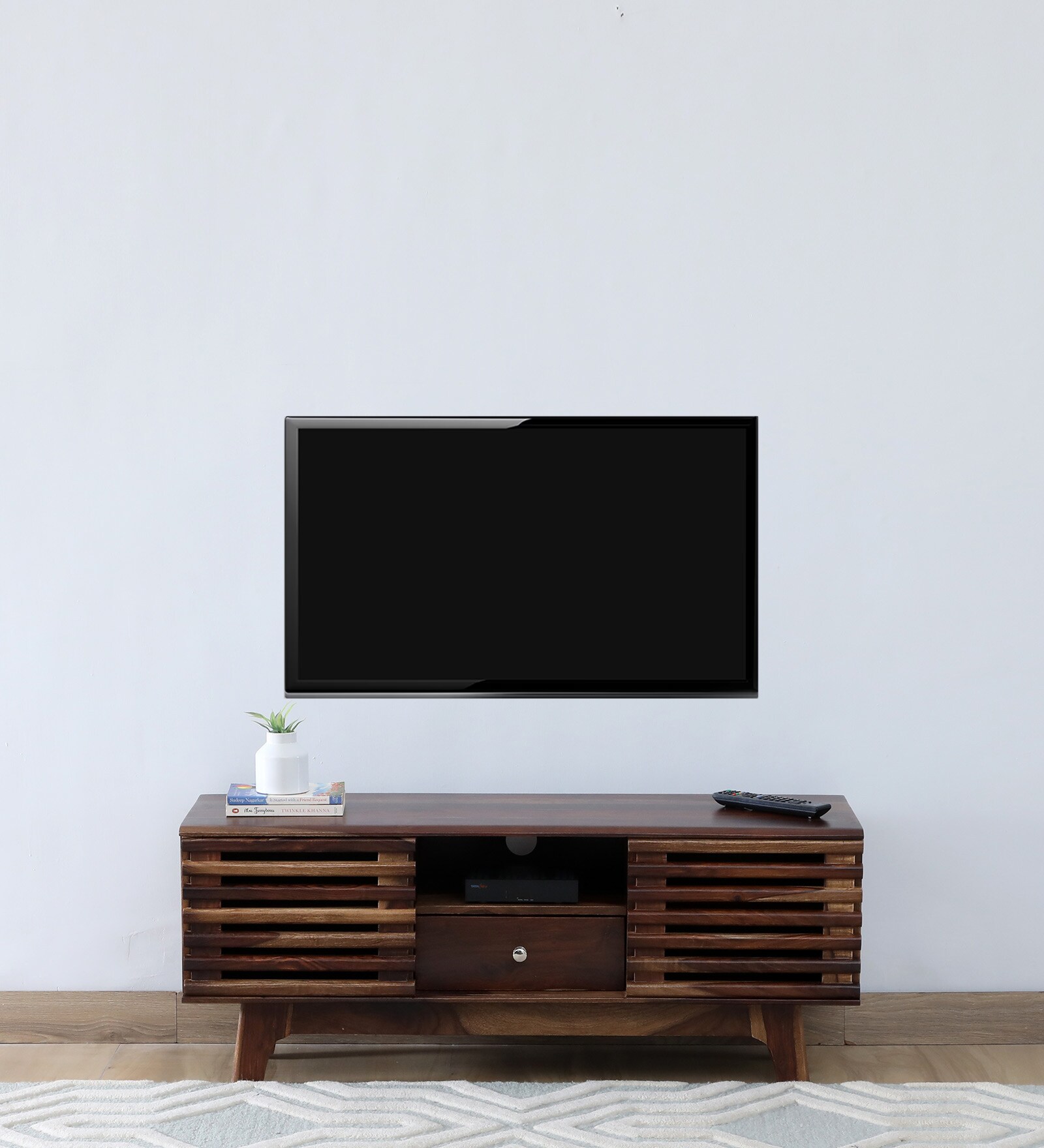 Buy Grane Sheesham Wood Tv Unit In Scratch Resistant Provincial Teak