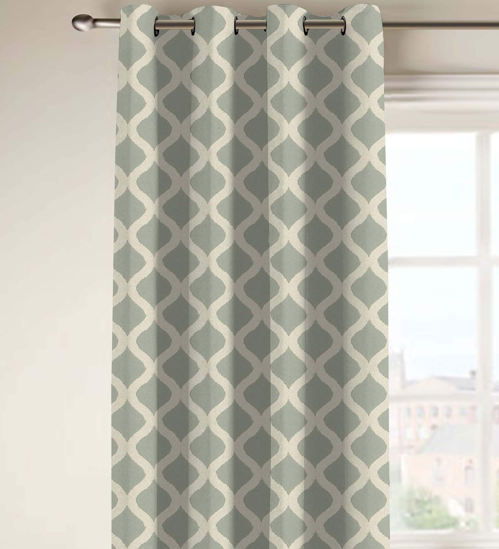 Buy Curlicued Grey Semisheer Polyester 7 Feet Eyelet Door Curtain At 5