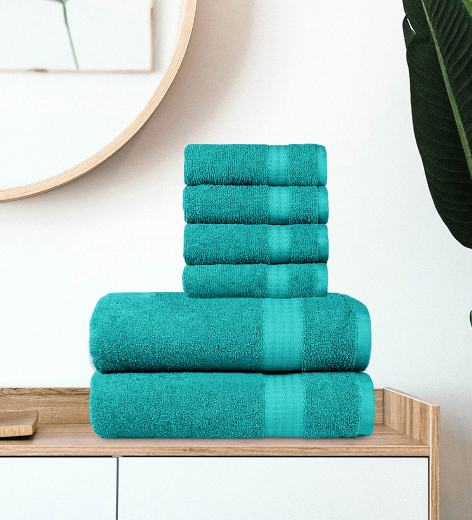 Buy Green Solid Gsm Cotton Towel Sets Set Of By Trident At