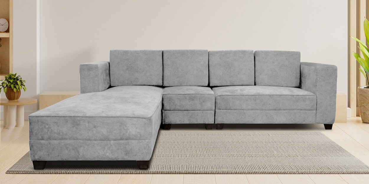 Buy Harbor Luxury Fabric 3 Lounger RHS Sectional Sofa In Light Grey