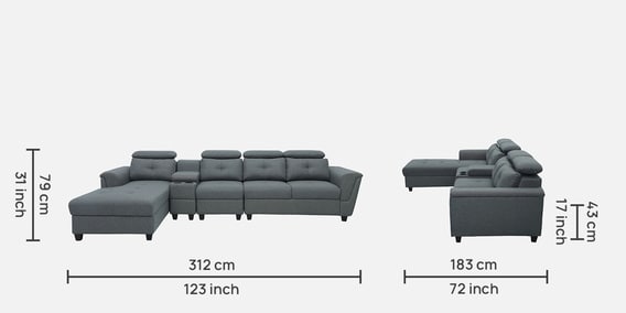 Buy Impero Fabric Rhs Sectional Sofa In Slate Grey Colour By Vittoria