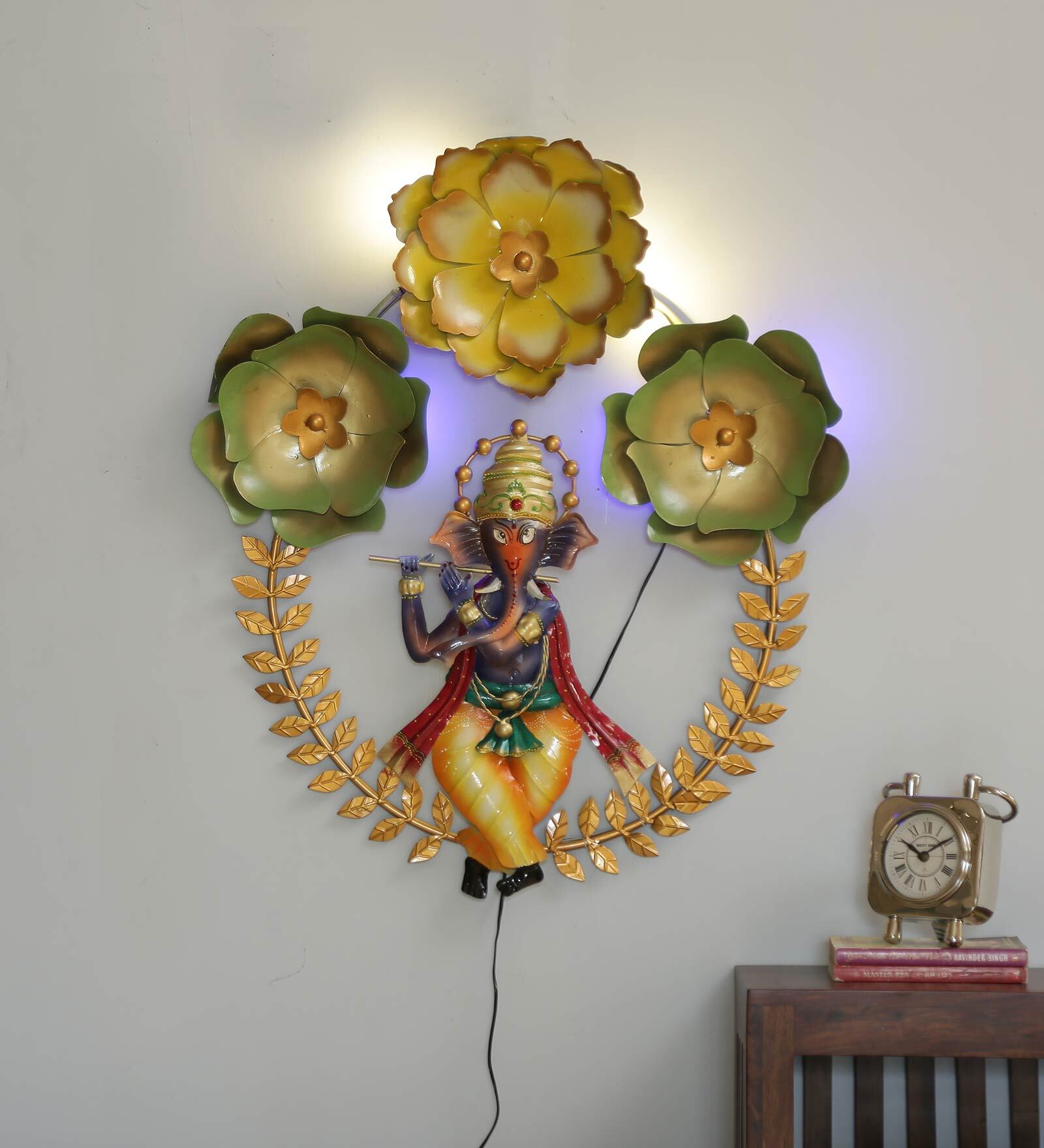 Buy Iron Lord Ganesha Wall Art With Led In Multicolour By Decocraft At