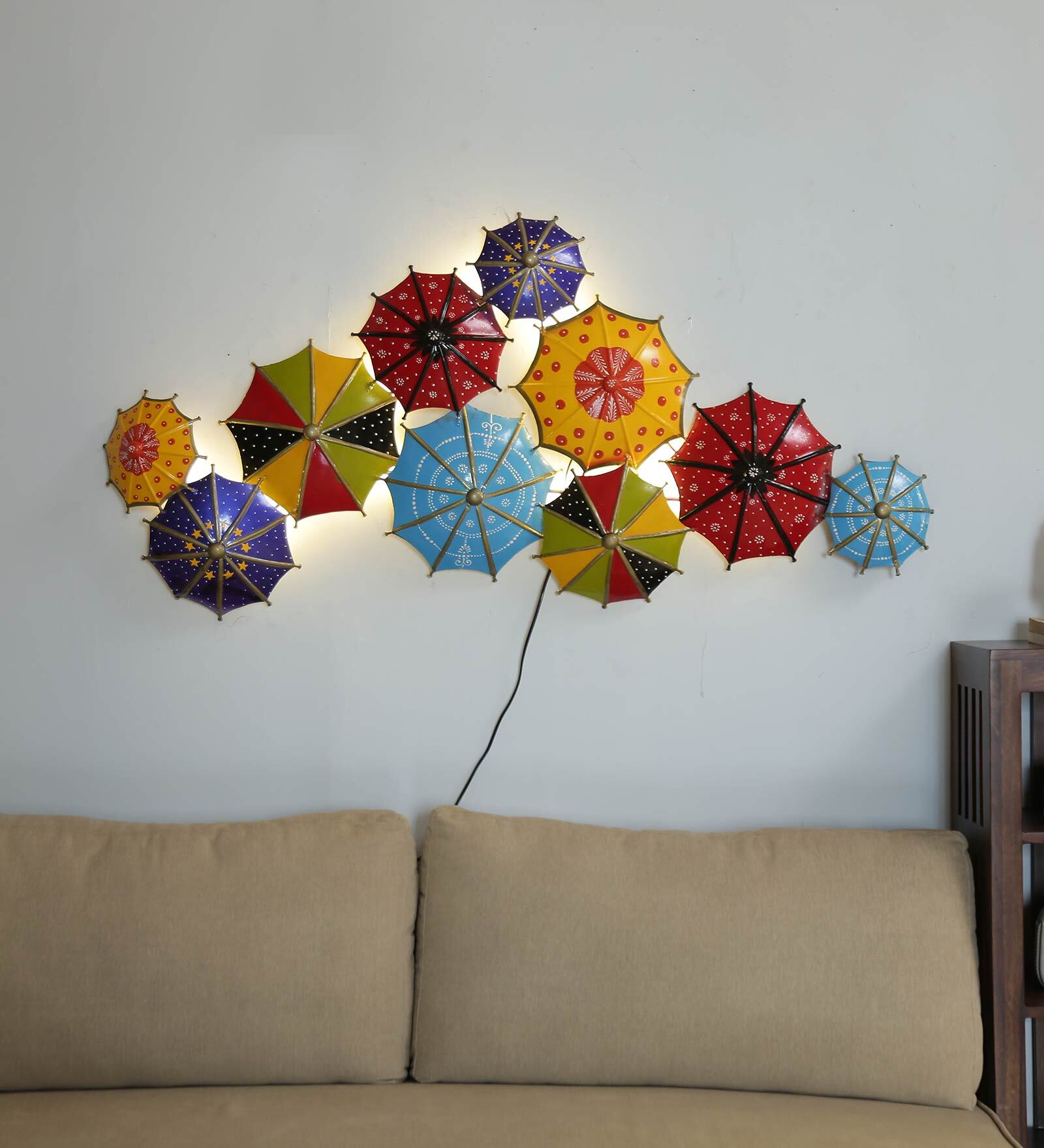 Buy Iron Abstract Wall Art With LED In Multicolour By Decocraft At 25