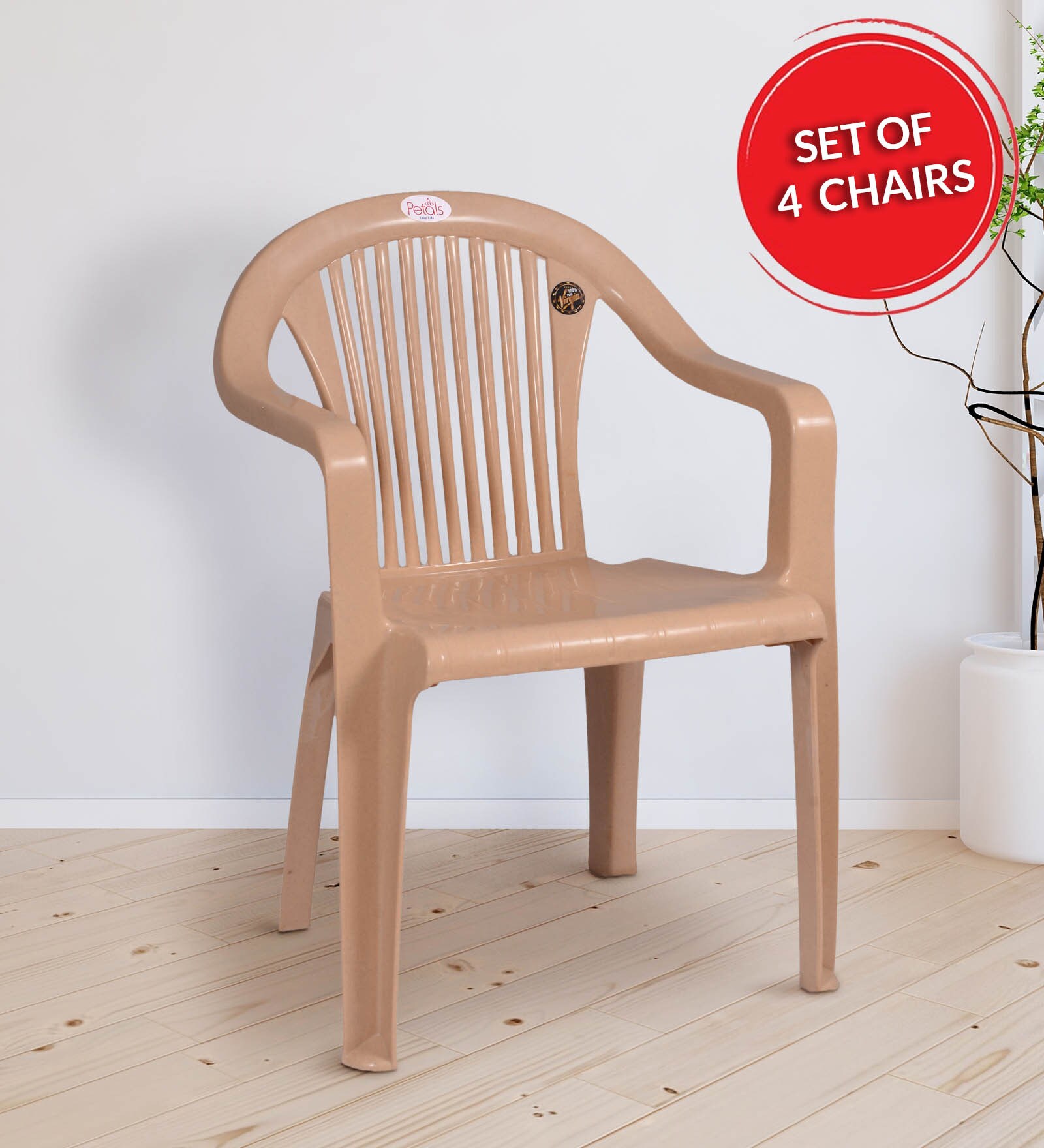 Buy Italino Plastic Chair In Beige Colour Set Of At Off By