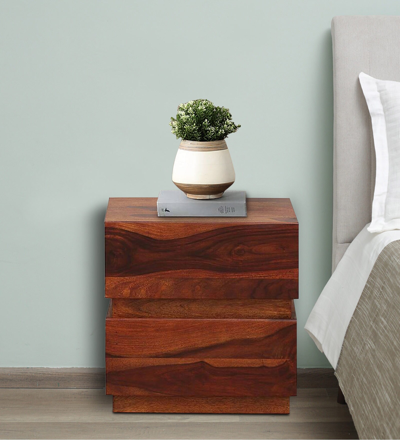 Buy Ravello Sheesham Wood Bedside Table In Scratch Resistant Honey Oak