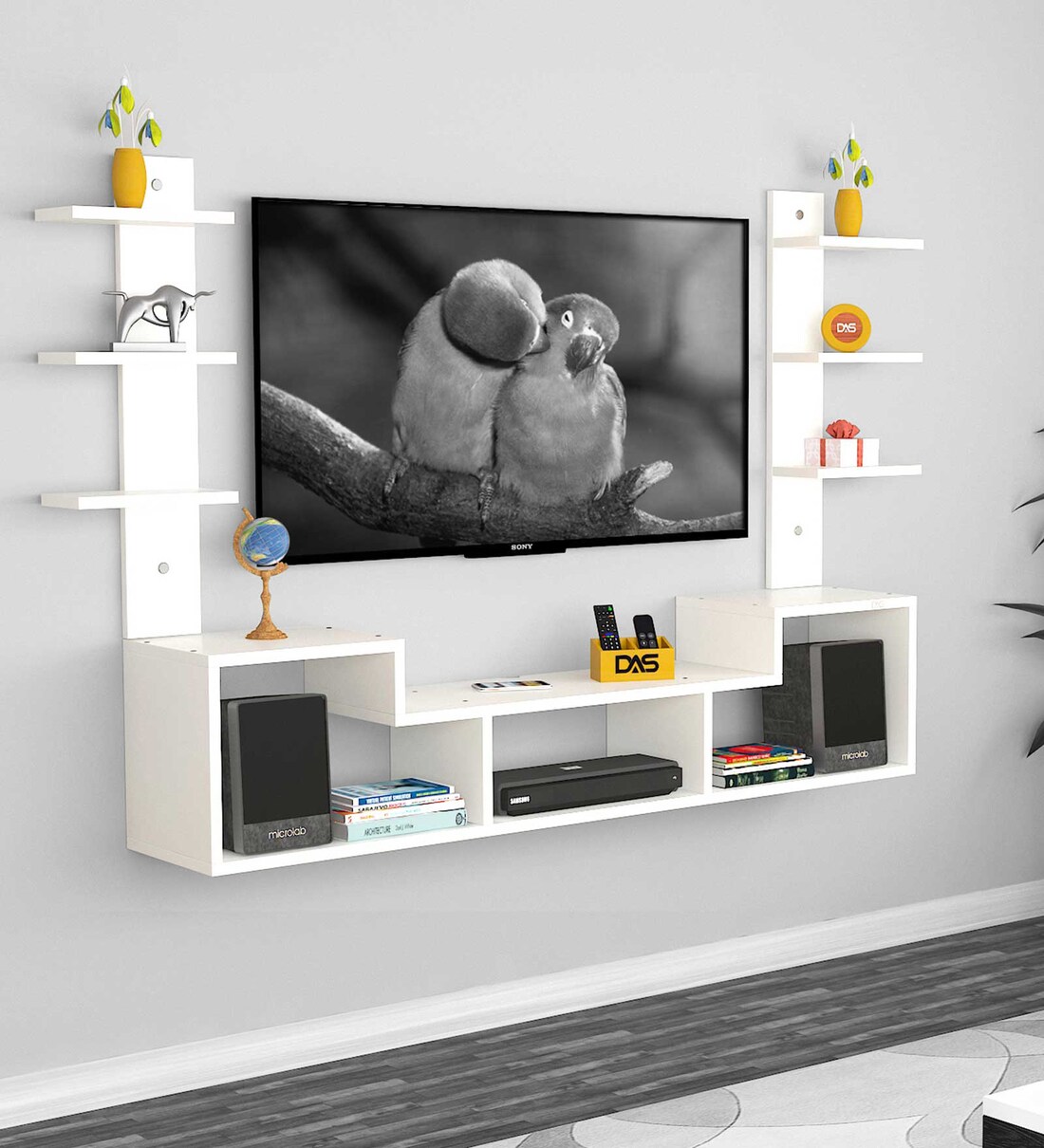 Buy Konrad Tv Unit In Frosty White Finish For Tvs Up To Online Tv