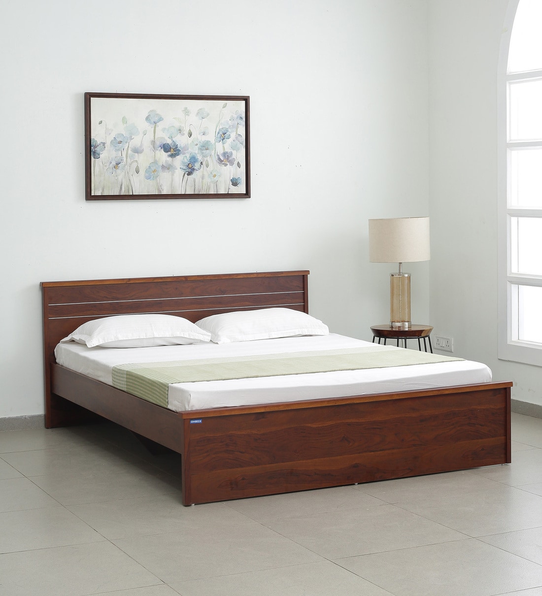 Buy Kosmo Carnival Queen Size Bed In Sheesham Melamine Finish At