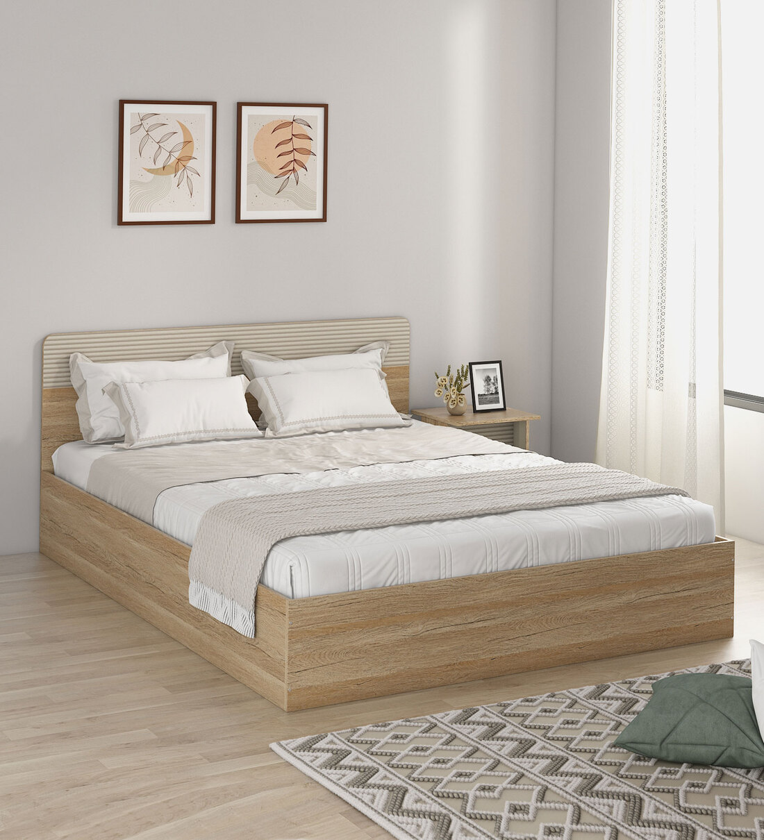 Buy Kosmo Noah Queen Bed In Melamine Finish With Box Storage At 38 OFF