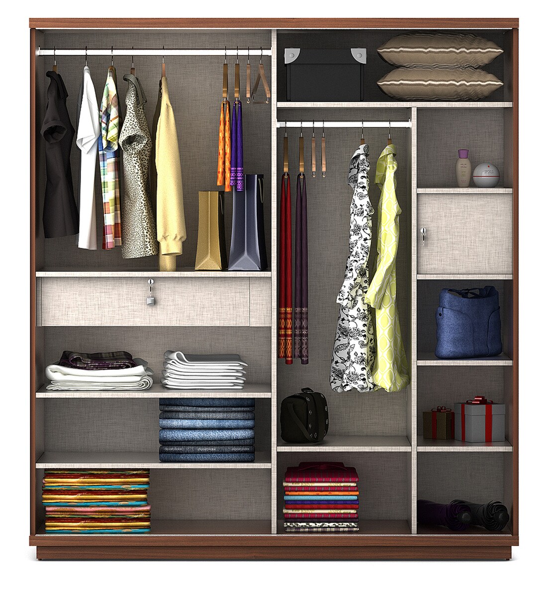 Buy Kosmo Universal Sliding Door Wardrobe In Walnut Rigato Melamine