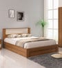 Buy Doric Queen Size Bed In Natural Teak Finish With Hydraulic Storage