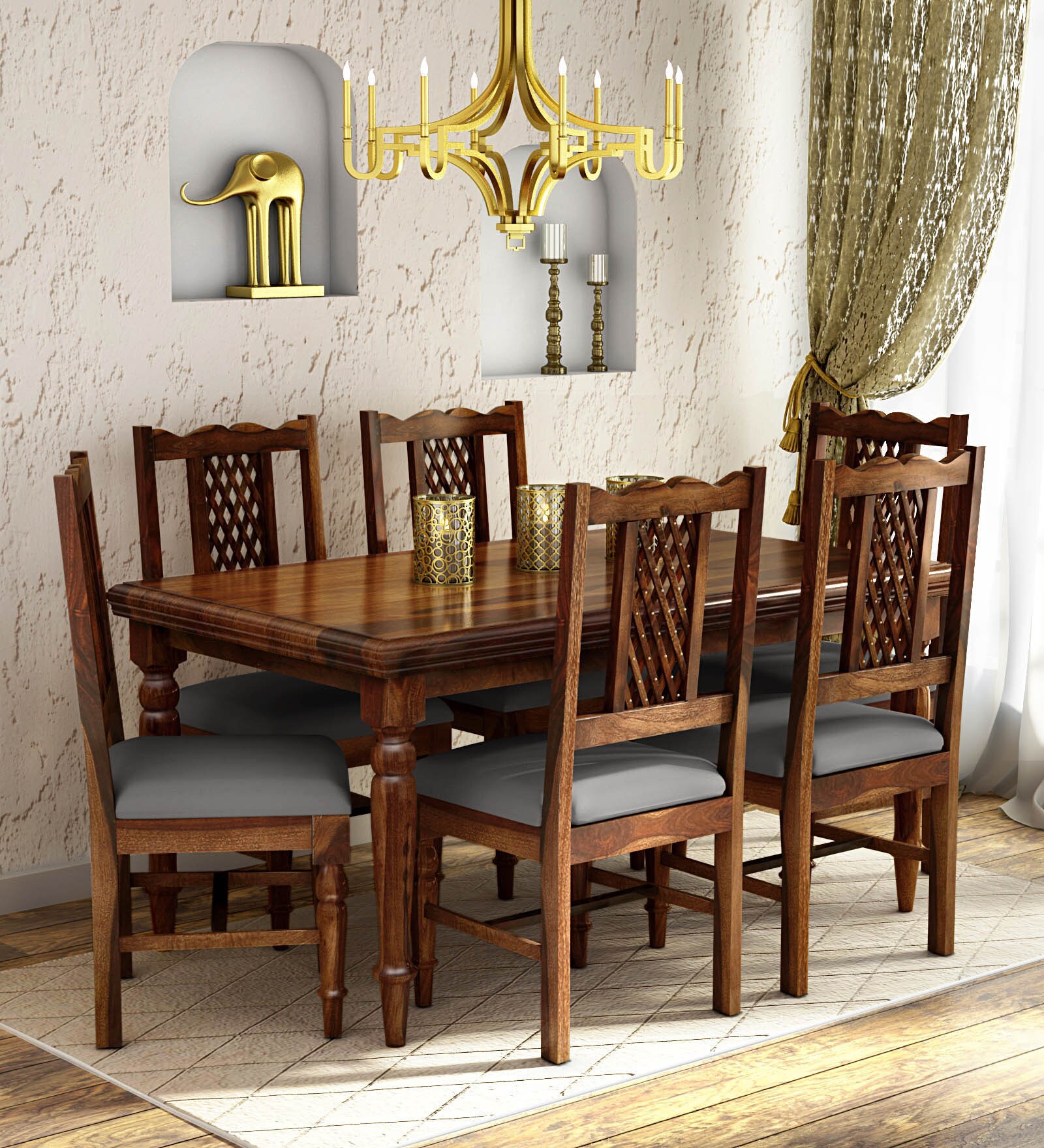 Buy Krisa Sheesham Wood Seater Dining Set In Scratch Resistant