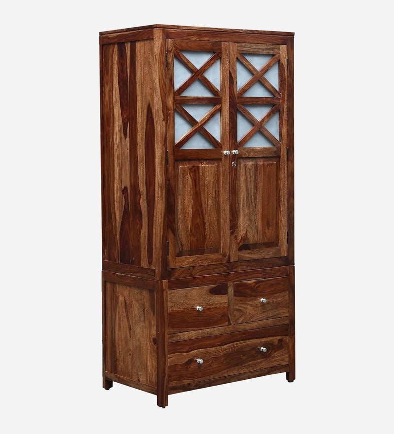 Buy Kryss Sheesham Wood 2 Door Wardrobe In Rustic Teak Finish Online