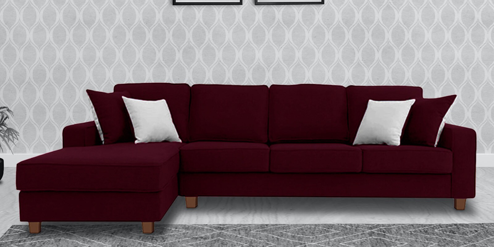 Buy Ladybug Fabric RHS Sectional Sofa In Blood Maroon Colour At 52 OFF